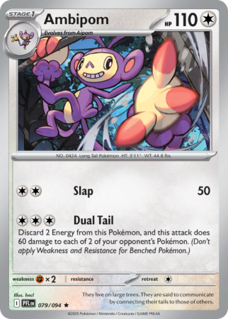 Pokémonkaart Ambipom nummer 79/94 uit de set Phantasmal Flames (Mega Evolution)