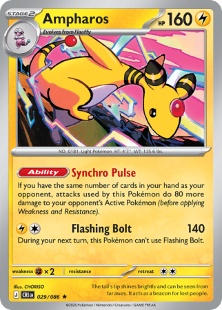 Pokémonkaart Ampharos nummer 29/86 uit de set Chaos Rising (Mega Evolution)