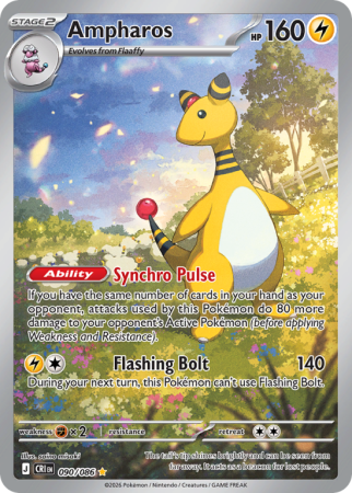 Pokémonkaart Ampharos nummer 90/86 uit de set Chaos Rising (Mega Evolution)