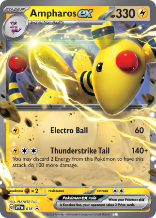 Pokémonkaart Ampharos ex nummer 16/14 uit de set Scarlet & Violet Black Star Promos (Scarlet & Violet)
