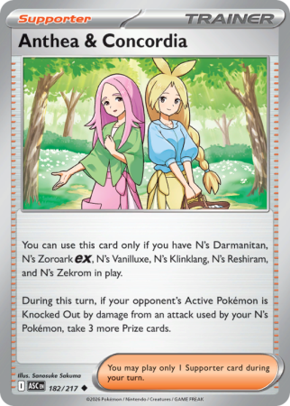 Pokémonkaart Anthea & Concordia nummer 182/217