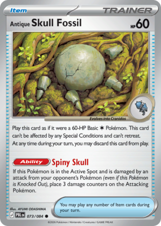 Pokémonkaart Antique Skull Fossil nummer 73/84 uit de set Pitch Black (Mega Evolution)