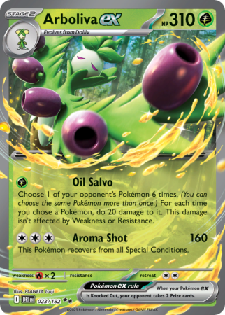 Pokémonkaart Arboliva ex nummer 23/182 uit de set Destined Rivals (Scarlet & Violet)