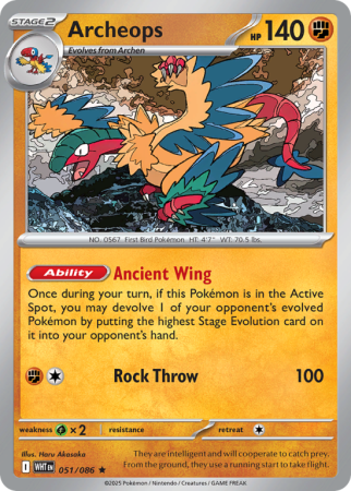 Pokémonkaart Archeops nummer 51/86 uit de set White Flare (Scarlet & Violet)