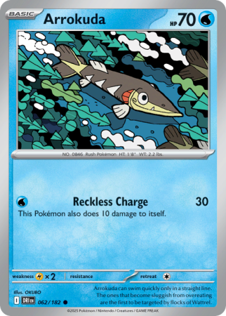 Pokémonkaart Arrokuda nummer 62/182 uit de set Destined Rivals (Scarlet & Violet)