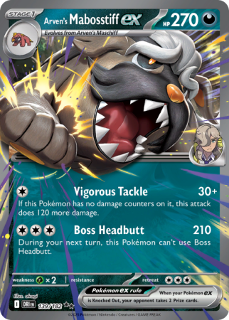 Pokémonkaart Arven's Mabosstiff ex nummer 139/182