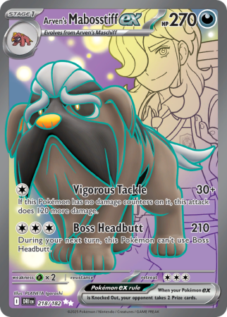 Pokémonkaart Arven's Mabosstiff ex nummer 218/182