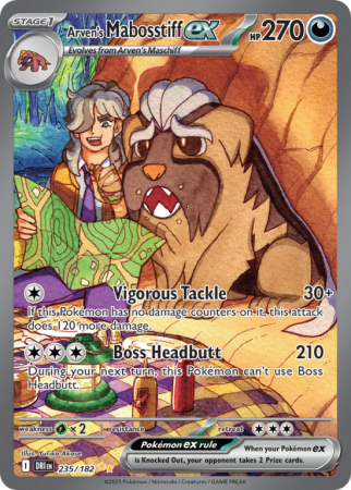 Pokémonkaart Arven's Mabosstiff ex nummer 235/182