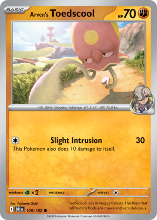 Pokémonkaart Arven's Toedscool nummer 109/182