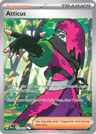 Pokémonkaart Atticus nummer 133/131 uit de set Prismatic Evolutions (Scarlet & Violet)
