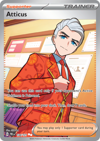 Pokémonkaart Atticus nummer 134/131 uit de set Prismatic Evolutions (Scarlet & Violet)