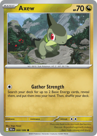 Pokémonkaart Axew nummer 68/86 uit de set Black Bolt (Scarlet & Violet)