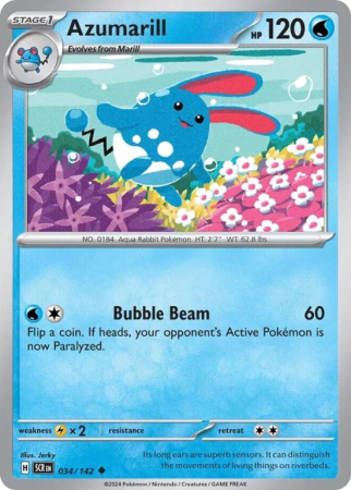 Pokémonkaart Azumarill nummer 34/142 uit de set Stellar Crown (Scarlet & Violet)