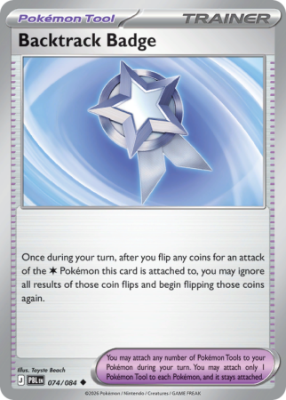 Pokémonkaart Backtrack Badge nummer 74/84 uit de set Pitch Black (Mega Evolution)