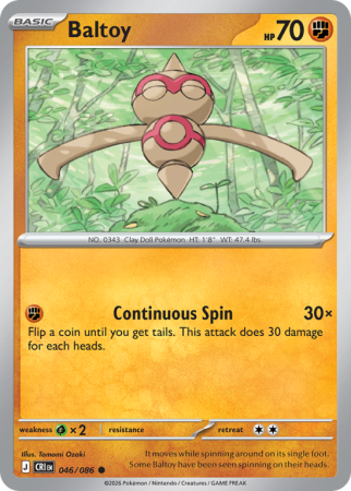 Pokémonkaart Baltoy nummer 46/86 uit de set Chaos Rising (Mega Evolution)