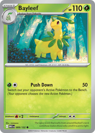 Pokémonkaart Bayleef nummer 9/132 uit de set Mega Evolution
