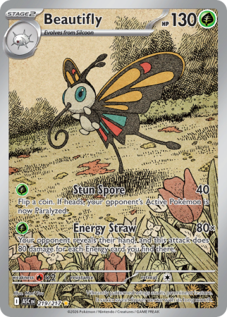 Pokémonkaart Beautifly nummer 219/217 uit de set Ascended Heroes (Mega Evolution)