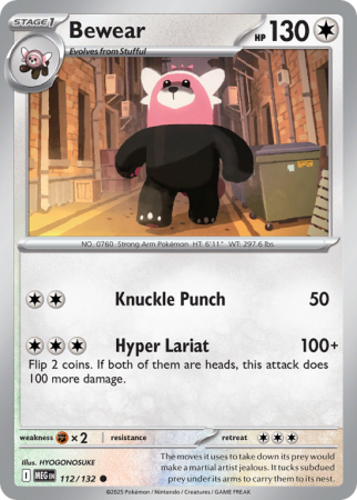 Pokémonkaart Bewear nummer 112/132