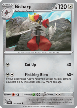 Pokémonkaart Bisharp nummer 65/86 uit de set Black Bolt (Scarlet & Violet)