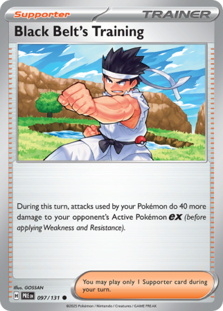 Pokémonkaart Black Belt's Training nummer 97/131 uit de set Prismatic Evolutions (Scarlet & Violet)