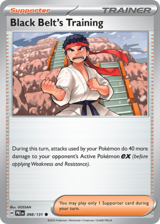 Pokémonkaart Black Belt's Training nummer 98/131 uit de set Prismatic Evolutions (Scarlet & Violet)