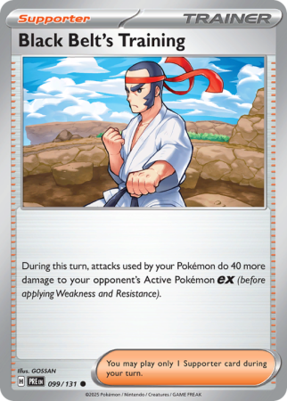 Pokémonkaart Black Belt's Training nummer 99/131 uit de set Prismatic Evolutions (Scarlet & Violet)