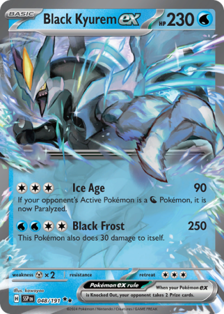 Pokémonkaart Black Kyurem ex nummer 48/191 uit de set Surging Sparks (Scarlet & Violet)