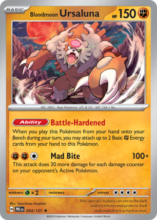 Pokémonkaart Bloodmoon Ursaluna nummer 54/131 uit de set Prismatic Evolutions (Scarlet & Violet)
