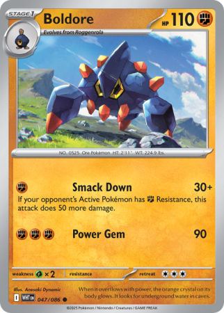 Pokémonkaart Boldore nummer 47/86 uit de set White Flare (Scarlet & Violet)