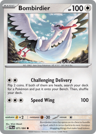 Pokémonkaart Bombirdier nummer 71/84