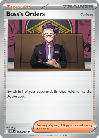 Pokémonkaart Boss's Orders nummer 183/217 uit de set Ascended Heroes (Mega Evolution)