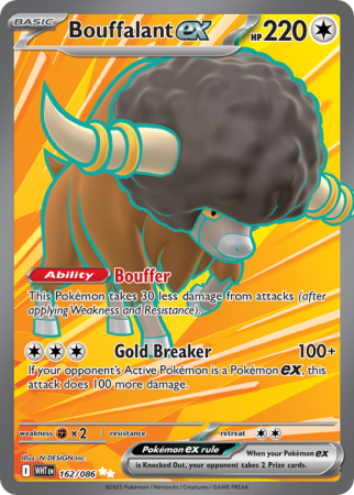Pokémonkaart Bouffalant ex nummer 162/86