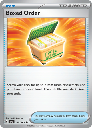 Pokémonkaart Boxed Order nummer 143/162 uit de set Temporal Forces (Scarlet & Violet)