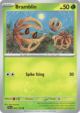 Pokémonkaart Bramblin nummer 20/162 uit de set Temporal Forces (Scarlet & Violet)