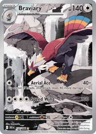 Pokémonkaart Braviary nummer 155/86 uit de set Black Bolt (Scarlet & Violet)