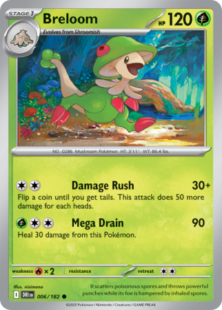 Pokémonkaart Breloom nummer 6/182 uit de set Destined Rivals (Scarlet & Violet)