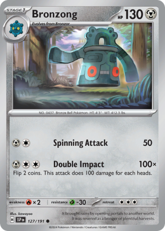 Pokémonkaart Bronzong nummer 127/191 uit de set Surging Sparks (Scarlet & Violet)