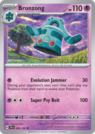 Pokémonkaart Bronzong nummer 69/162 uit de set Temporal Forces (Scarlet & Violet)