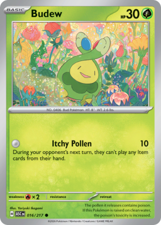 Pokémonkaart Budew nummer 16/217 uit de set Ascended Heroes (Mega Evolution)