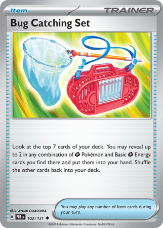 Pokémonkaart Bug Catching Set nummer 102/131 uit de set Prismatic Evolutions (Scarlet & Violet)