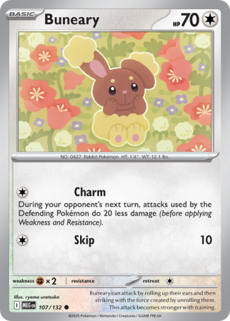 Pokémonkaart Buneary nummer 107/132 uit de set Mega Evolution