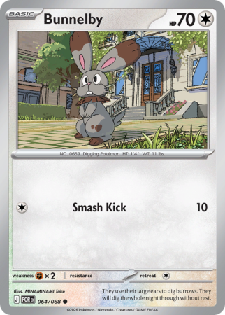 Pokémonkaart Bunnelby nummer 64/88 uit de set Perfect Order (Mega Evolution)