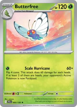 Pokémonkaart Butterfree nummer 3/159