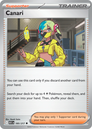 Pokémonkaart Canari nummer 185/217