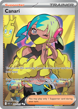 Pokémonkaart Canari nummer 257/217 uit de set Ascended Heroes (Mega Evolution)