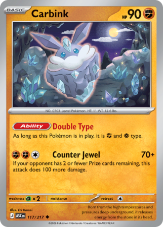 Pokémonkaart Carbink nummer 117/217 uit de set Ascended Heroes (Mega Evolution)