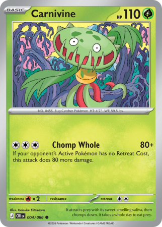Pokémonkaart Carnivine nummer 4/86 uit de set Chaos Rising (Mega Evolution)
