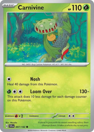 Pokémonkaart Carnivine nummer 7/142 uit de set Stellar Crown (Scarlet & Violet)