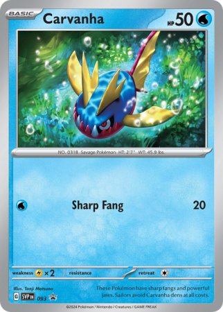 Pokémonkaart Carvanha nummer 93/14 uit de set Scarlet & Violet Black Star Promos (Scarlet & Violet)