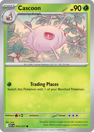 Pokémonkaart Cascoon nummer 14/217 uit de set Ascended Heroes (Mega Evolution)